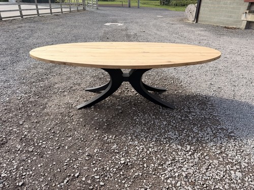 Solid oak oval dining table - dining,